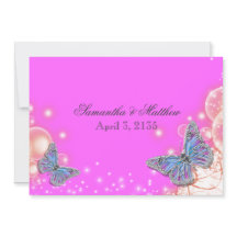 Pink purple blue butterfly wedding