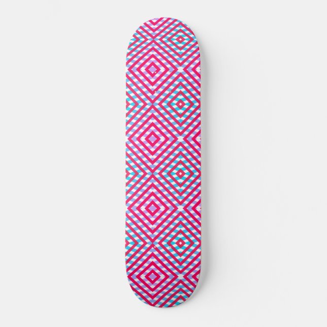 Pink, purple & blue diamond girly Skateboard (Front)