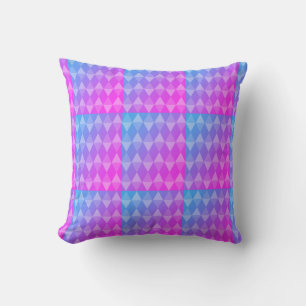 Pink, Purple, Blue Diamond Pattern Cushion
