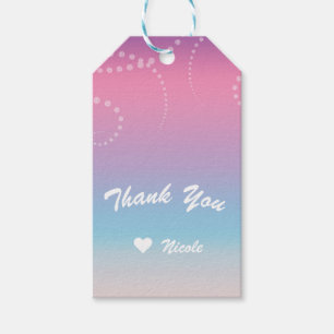 Pink Purple Blue Dipped Birthday Party Favour Gift Tags