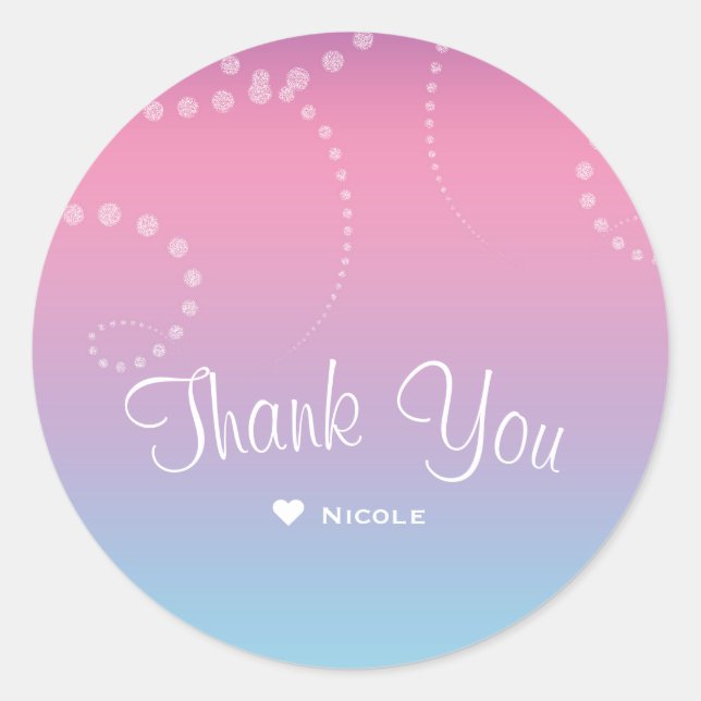 Pink Purple Blue Dipped Girls Birthday Party Favou Classic Round Sticker (Front)