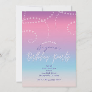 Pink Purple Blue Glam Birthday Party Invitations