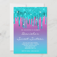 Pink Purple Blue Gradient Teal Drip Sweet Sixteen