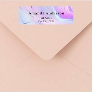 Pink purple blue holographic return address label