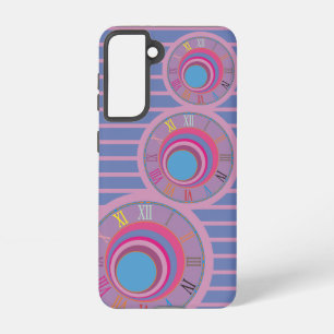 Pink Purple Blue Lines Clock Circles Numerals Art Samsung Galaxy Case