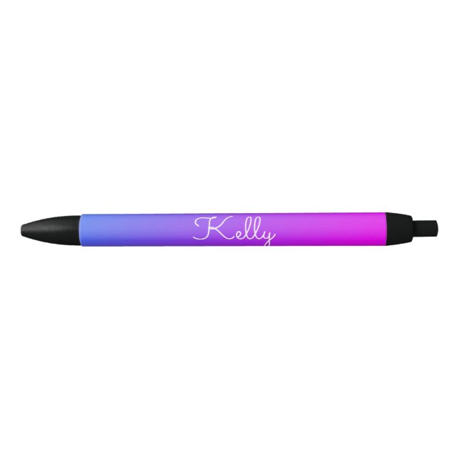 Pink Purple Blue Ombré 4Kelly Black Ink Pen (Front)