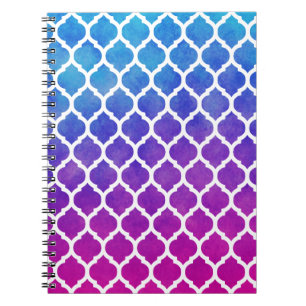 Pink Purple Blue Ombre Moroccan Lattice Notebook