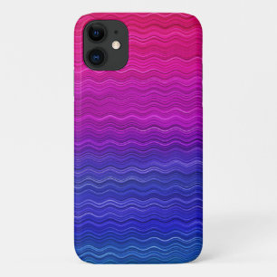 Pink Purple Blue Ombre Wave Pattern iPhone 11 Case