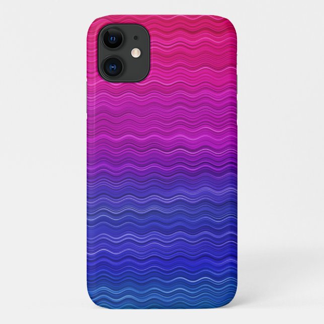 Pink Purple Blue Ombre Wave Pattern Case-Mate iPhone Case (Back)