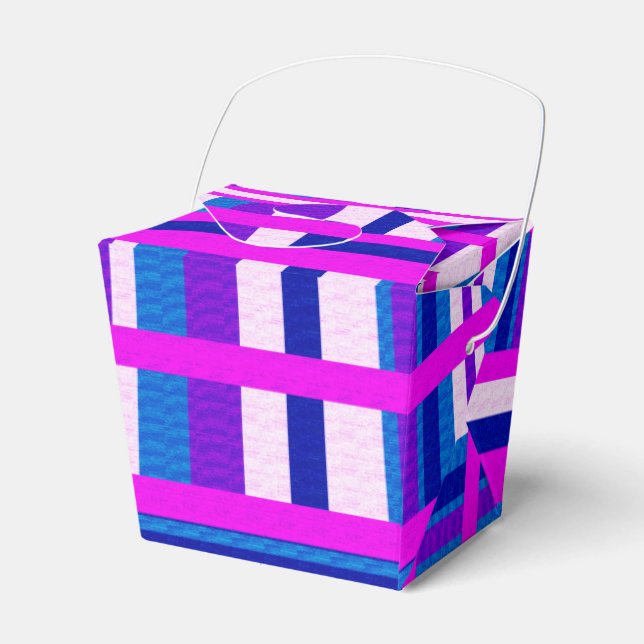 Pink Purple Blue Plaid Favour Box (Front Side)