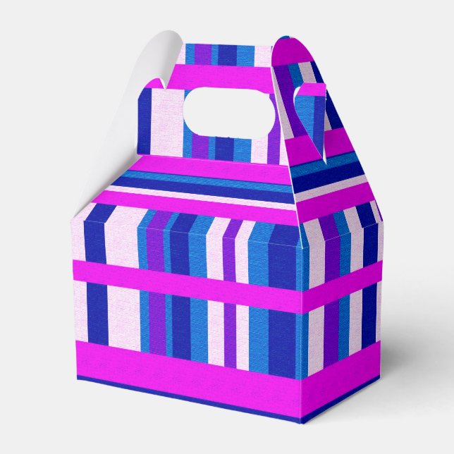 Pink Purple Blue Plaid Favour Box (Front Side)