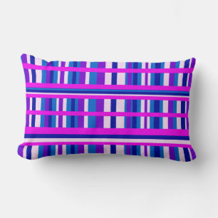 Pink Purple Blue Plaid Lumbar Cushion