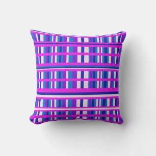 Pink Purple Blue Plaid Outdoor Cushion