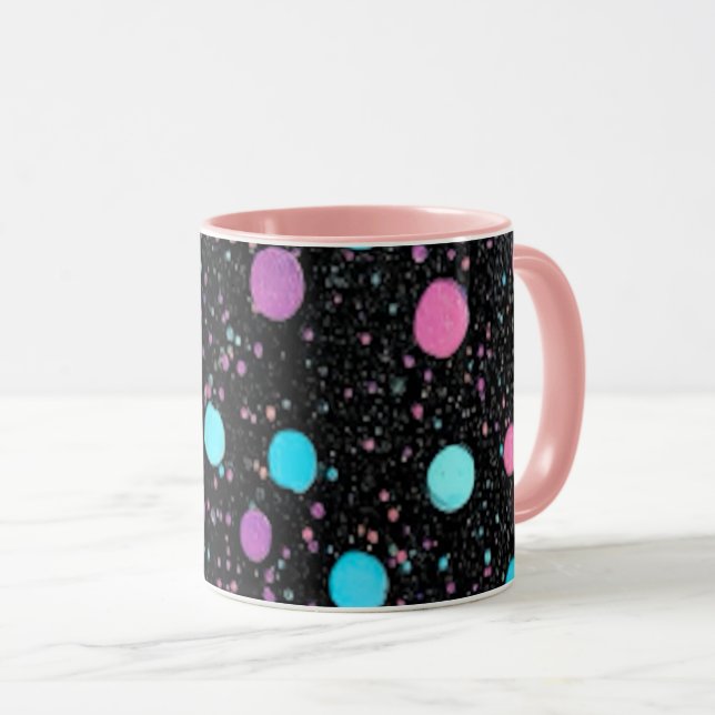 Pink Purple Blue Polka Dots pattern Design Mug (Front Right)