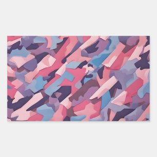 pink purple, blue red camouflage rectangular sticker