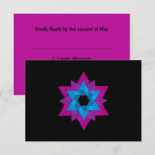 Pink Purple Blue Star Flower RSVP Card