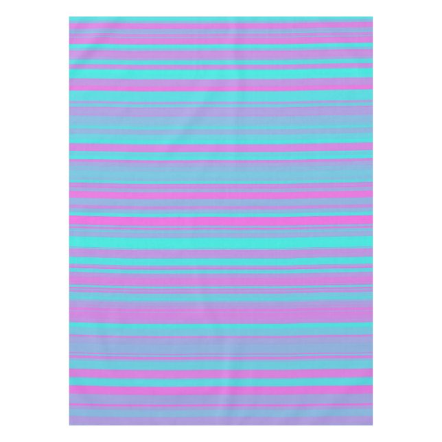 Pink Purple Blue Stripes Pattern Tablecloth (Front)