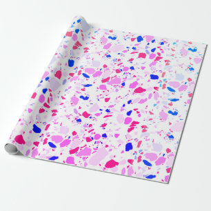 Pink, purple blue terrazzo handmade wrapping paper