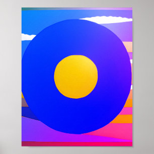 Pink purple blue water waves ocean ai art poster
