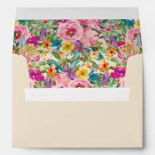 Pink Purple Blue Yellow Floral Wildflowers Cream Envelope