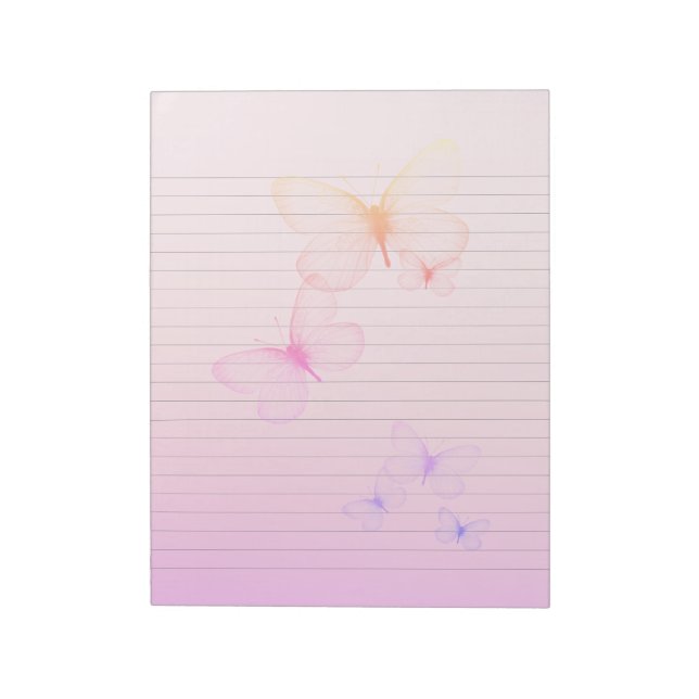Pink & Purple Blush Butterflies Lined Notepad (Rotated)