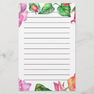 Pink Purple Blush Watercolor Floral Stationery