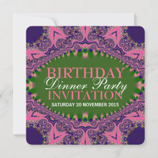 Pink Purple Bohemian Birthday Dinner Party Invitation