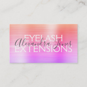 Pink Purple Brushed Metal Eyelash Extensions Business Card