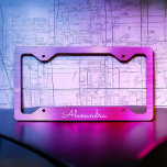 Pink Purple Brushed Metal Monogram Licence Plate Frame<br><div class="desc">Luxury Pink and Purple Ombre Faux Foil Brushed Metal Elegant Monogram License Plate. This License Plate can be customised to include your first name.</div>