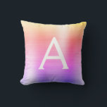 Pink Purple Brushed Metal Monogram Name Initial Cushion<br><div class="desc">Pink,  Purple and Gold Pastel Ombre Foil Brushed Metal Monogram Name and Initial Pillow. The pillow makes the perfect gift for someone decorating her room in girly ombre pink and purple.</div>