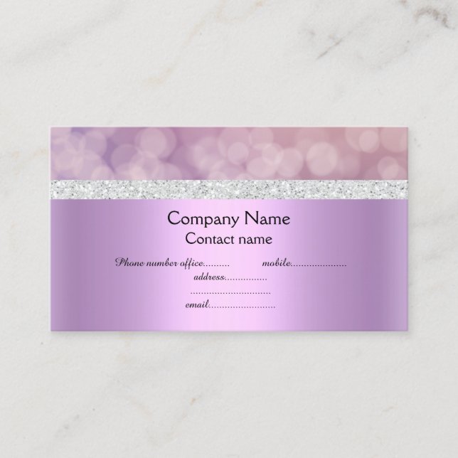 Pink purple bubbles elegant semi gloss business business card (Front)