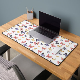 Pink Purple Butterflies Desk Mat