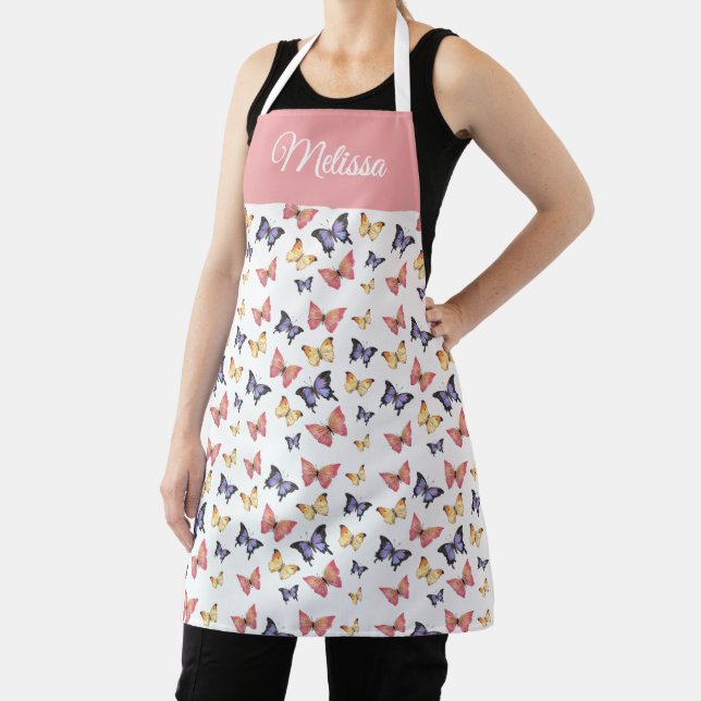 Pink Purple Butterflies Name  Apron (Insitu)