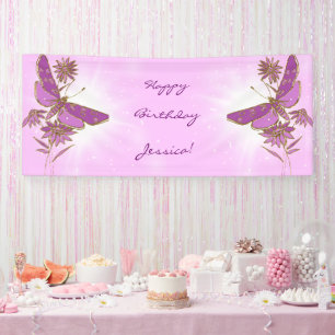 Pink Purple Butterfly  Banner