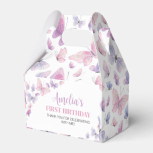 Pink Purple Butterfly Birthday Favor Box