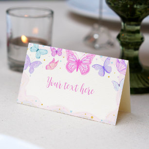 Pink Purple Butterfly Birthday Place Card
