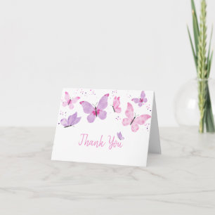 Pink Purple Butterfly Birthday Thank You Card