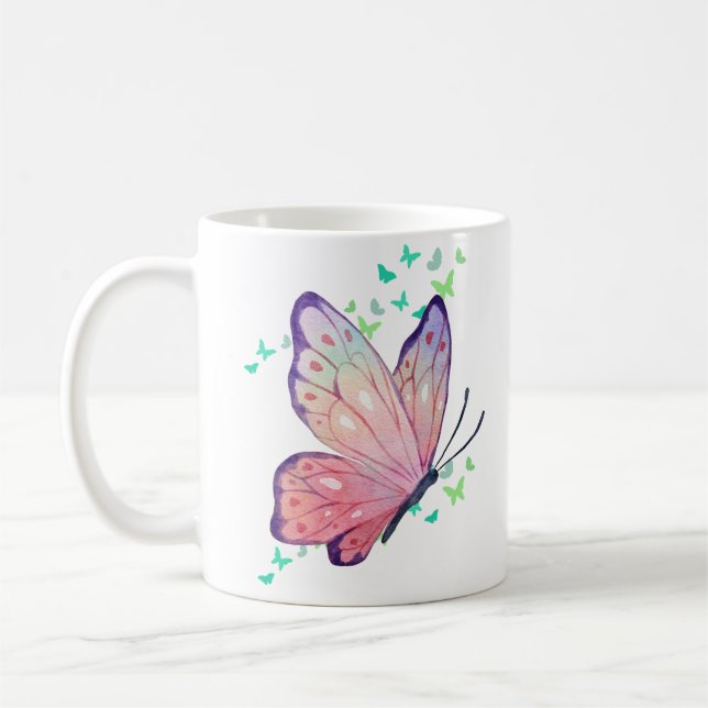 Pink & Purple Butterfly Coffee Mug (Left)