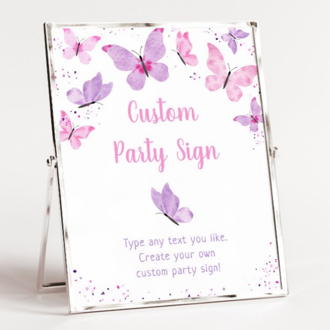 Pink Purple Butterfly Editable Birthday Sign (Creator Uploaded)