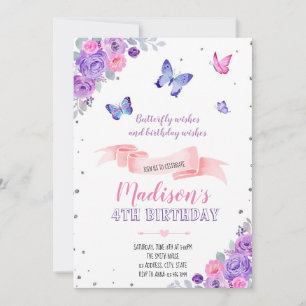 Pink purple butterfly invitation