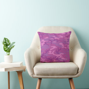 Pink Purple Camouflage Design Throw Pillow
