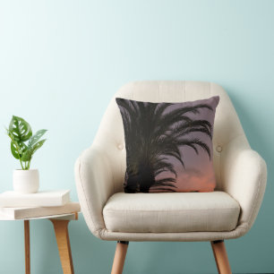 Pink Purple Caribbean Sunset Palm Tree 1 Cushion