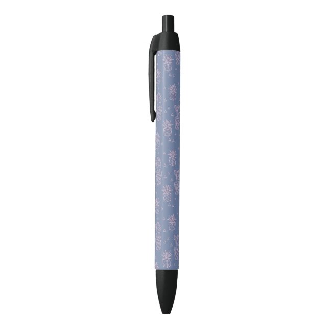 Pink & Purple Cartoon Cactus Pattern Black Ink Pen (Top (Vertical))