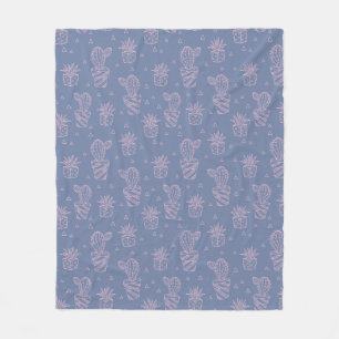 Pink & Purple Cartoon Cactus Pattern Fleece Blanket