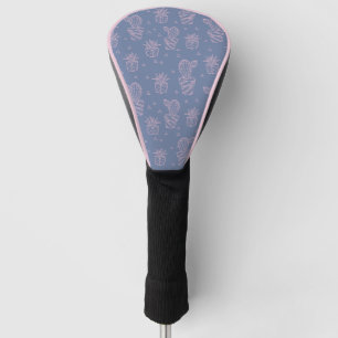 Pink & Purple Cartoon Cactus Pattern Golf Head Cover