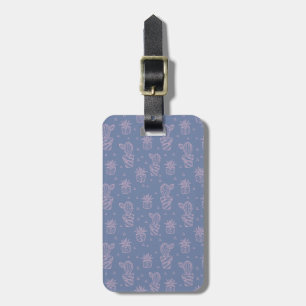 Pink & Purple Cartoon Cactus Pattern Luggage Tag