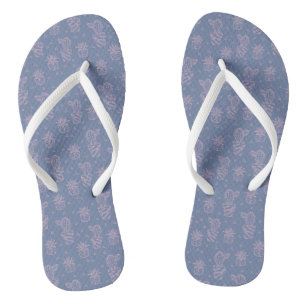 Pink & Purple Cartoon Cactus Pattern Thongs