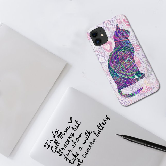 Pink Purple Cat Art Vintage Style Phone Case (Creator Uploaded)