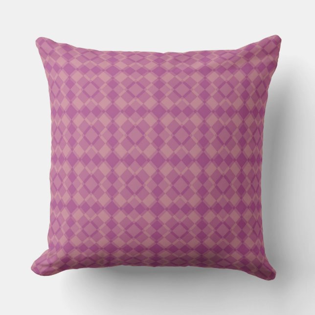 Pink Purple Chequered Argyle Pattern Cushion (Front)