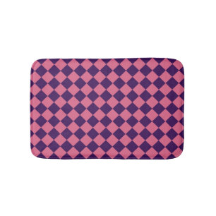 Pink Purple Chequered Diamond Pattern Bath Mat